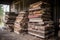 reclaimed barn wood stacked and ready for repurposing