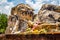 Reclining Buddha in Wat Lokayasutharam temple in Phra Nakhon Si Ayutthaya, Historic City in Thailand