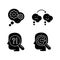 Recognize personal weaknesses black glyph icons set on white space