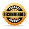 Recommended product gold vector icon