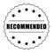 Recommended word and five star on circle jagged edge badge vector. Minimalist style, simple design, black and white color.