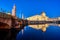 The reconstructed Berlin City Palace at dusk