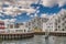 Reconstructed modernized homes in the Odense old harbor, Denmark