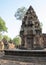 Reconstructed ruins of ornately carved 10th-century, red sand st