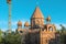 Reconstruction of ancient cathedral of Mother See of Holy Etchmiadzin in the city of Vagharshapat in Armenia