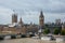 Reconstruction of Big Ben in London in 2017. Cloudy weather