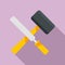 Reconstruction hammer tools icon, flat style