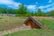 Reconstruction of a medieval wooden shed at Samouil's fortress in Bulgaria