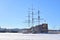 Reconstruction of an old frigate on the Neva River