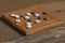 Reconstruction of roman board game Nine mens morris or mill game