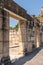 Reconstruction of the ruins of the White Synagogue where Jesus preached at Capernaum, Kfar Nahum, Capharnaum in Israel