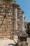 Reconstruction of the ruins of the White Synagogue where Jesus preached at Capernaum, Kfar Nahum, Capharnaum in Israel