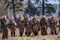 Reconstruction of the Second World War. A detachment of Russian soldiers.