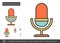 Record microphone line icon.