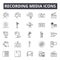 Recording media line icons, signs, vector set, linear concept, outline illustration