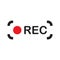 Recording sign icon. Red logo camera video recording symbol, rec