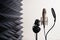 Recording studio equipment: microphone, acoustic foam, headphones