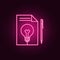 records on a sheet of paper and a light bulb neon icon. Elements of Idea set. Simple icon for websites, web design, mobile app,