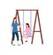 Recreation and Amusement, Girls on Swing Vector