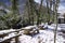 Recreation area in snowy mountain in winter