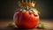 Recreation artistic of red tomate with a crown as King Tomate