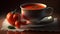 Recreation artistic of tomato soup in cup with natural red tomato