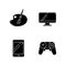 Recreation black glyph icons set on white space