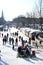 Recreation at the dutch frozen canals, Amsterdam