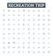 Recreation trip vector line icons set. Recreation, Trip, Holiday, Tour, Vacation, Excursion, Outing illustration outline