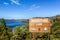 Recreational area, Whiskeytown lake in California  with sign