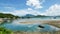 Recreational fishing Boat, lake, white cloud and blue sky