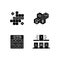 Recreational games black glyph icons set on white space