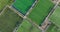 Recreational green grass active sports hockey and football fields overhead top down view. Competition court active