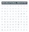 Recreational industry vector line icons set. Recreational, Industry, Leisure, Tourism, Adventures, Outdoors, Activities