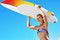 Recreational Summer Water Sports. Surfing. Woman With Surfboard