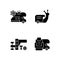 Recreational vehicle black glyph icons set on white space