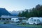 Recreational Vehicle park for battery recharge at hotel in Tekapo New Zealand