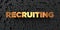 Recruiting - Gold text on black background - 3D rendered royalty free stock picture