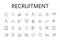 Recruitment line icons collection. Hiring process, Talent search, Staffing needs, Personnel selection, Employment hunt