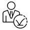 Recruitment man approved icon, outline style