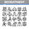 Recruitment And Research Employee Icons Set Vector