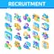 Recruitment And Research Employee Icons Set Vector