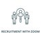 Recruitment with zoom vector line icon, linear concept, outline sign, symbol