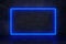 Rectangle blue neon on a dark wall