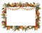 Rectangle christmas frame for card or invitation with poinsettia, lollipop, candy, gingerbread, berry, branches garland.
