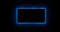 Rectangle, frame of energy, neon, smoke. blue rectangle on a black background. Gradually, a neon square of energy