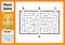 Rectangle maze. Game for kids. Three entrances, one exit. Puzzle for children. Labyrinth conundrum. Color vector illustration.