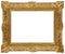 Rectangle Old gilded golden wooden frame isolated on white