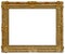 Rectangle Old gilded golden wooden frame isolated on white background