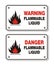 Rectangle signs - warning and danger flammable liquid